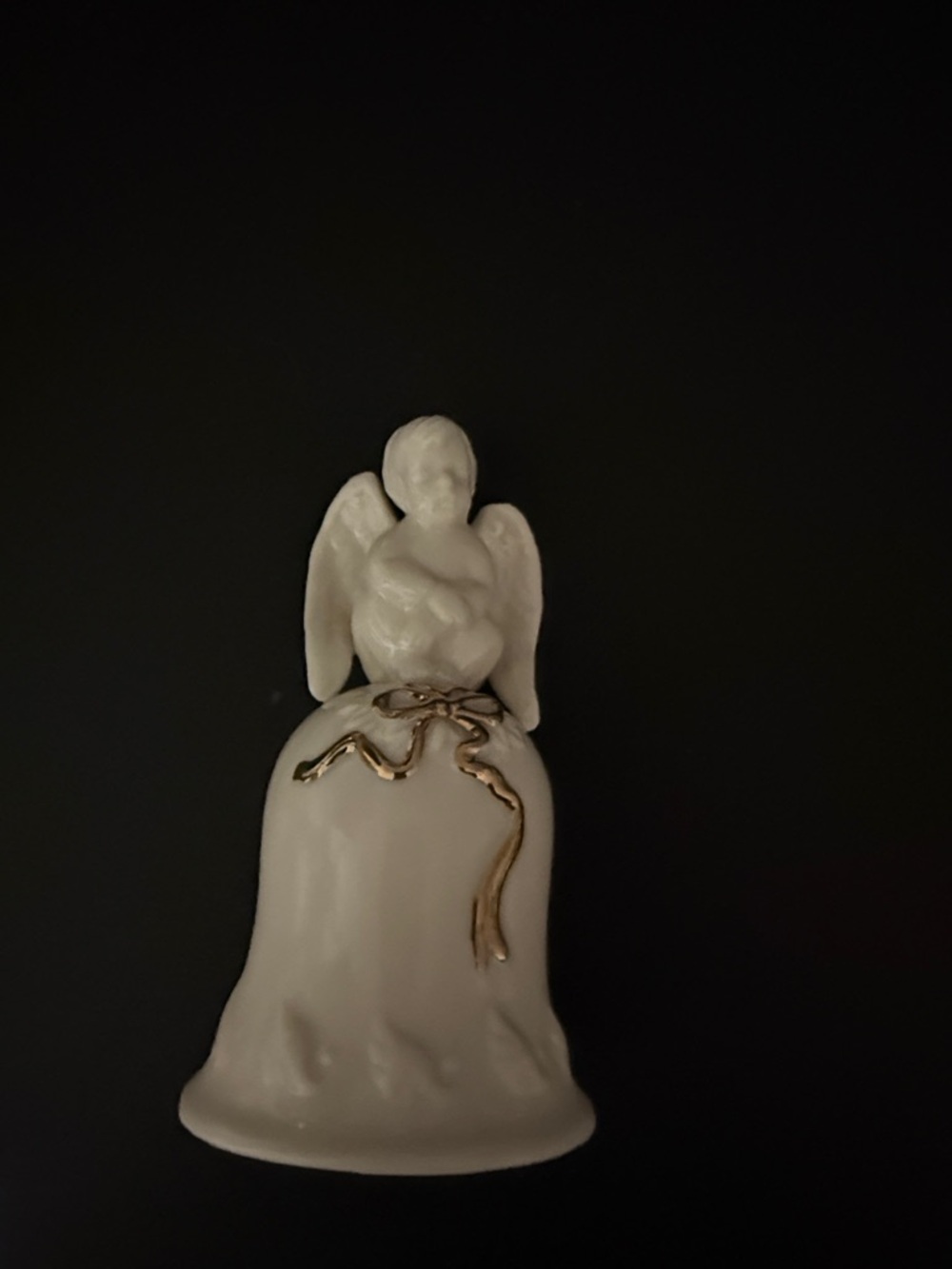White Porcelain Angel Bell with Gold Accent